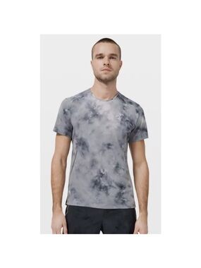 Lululemon Fast Free Short Sleeve Shirt Tie Dye Gray Black XL